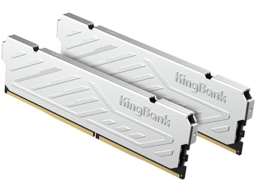 KingBank Computer Desktop Memory Ram DDR5 32GB(2x16GB) 6000MT/s CL36 1.35V Overclocking XMP 3.0 & AMD Expo with Heatsink for PC Gaming/Office/PS,Silver