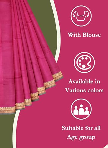 Image of Women's Chettinad Cotton Sarees | Handloom Saree with Blouse | Pure Cotton Sarees for Women Daily use and All Occasion Wear| Soft, Comfort Cotton Saree