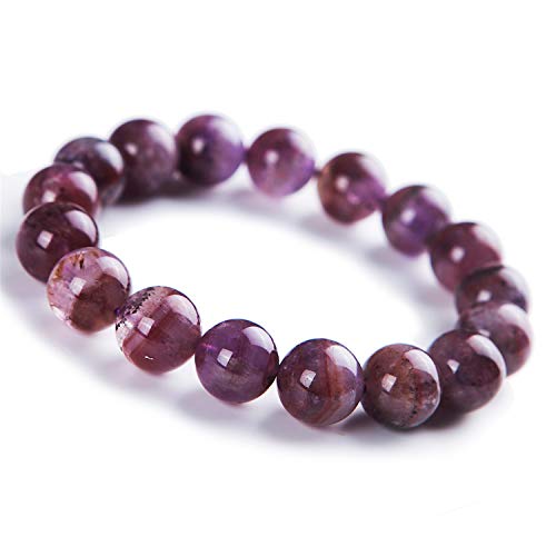 Bracelet perles rondes violet rouge 12mm naturel mixte élastique