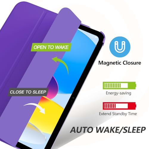 Image of MoKo for iPad (A16) 11th Generation Case 11 Inch 2025, iPad 10th Generation Case 10.9 Inch 2022, Slim Stand Hard PC Translucent Back Shell Smart Cover, Support Touch ID, Auto Wake /Sleep, Purple Violet | 2025
