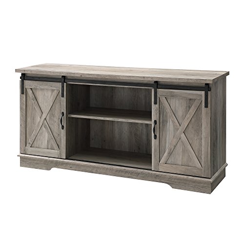 Home Accent Furnishings Modern Farmhouse 58 Inch Sliding Barn Door Television Stand in Grey Wash - Thumbnail 5