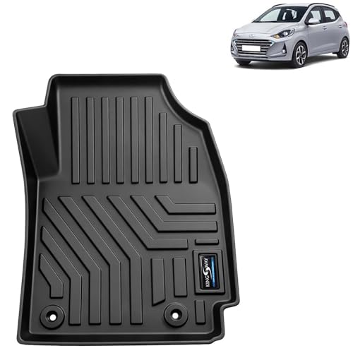 Image of KINGSWAY Accessories Custom-Fit TPE 5D Car Floor Mats Only Compatible with Hyundai Grand I10 Nios | Year 2019 to 2022 | Set of 3 Pcs | All Weather Anti Slip Foot Mat | Black | 2 Years Warranty
