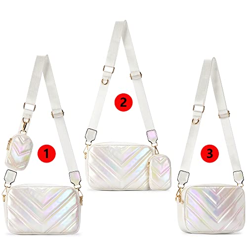 Image of Herald Quilted Small Crossbody Bag with Coin Pouch for Women | Lightweight, Vegan Leather, Trendy Style, Detachable Mini Pouch, 2 Size Cross Body Handbags with Wide Strap for Daily Travel