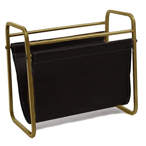 Designstyles Desktop Leather Magazine Holder â€“ Free Standing Floor, Desk and Table Top Storage and Display Stand - Books, Newspapers, Files, Folders â€“ Decorative Design for Home or Office