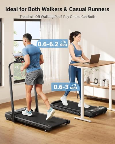Image of THERUN Walking Pad with Handle Bar, 2 in 1 Under Desk Portable Treadmill