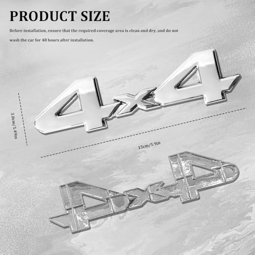 Image of 4x4 Emblem Sticker, Metal Car Emblems, 3D Fender Badge Decal Car Sticker, Universal 4X4 Emblem Badge 3D Logo Car Exterior Accessories Fit for SUVs Trucks Pickups (4X4, Silver)