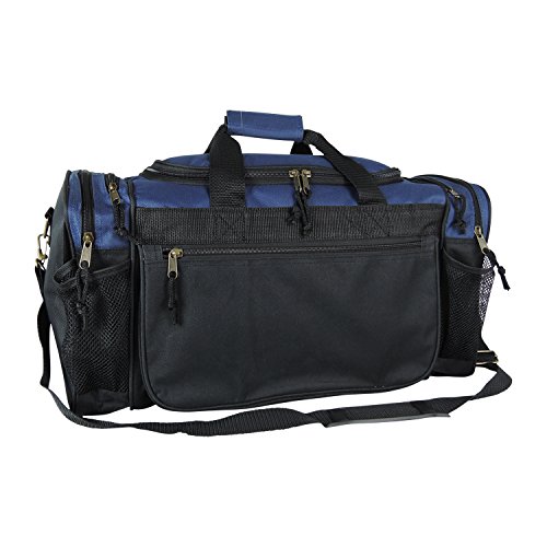 Dalix 20 Inch Sports Duffle Bag with Mesh and Valuables Pockets, Navy Blue