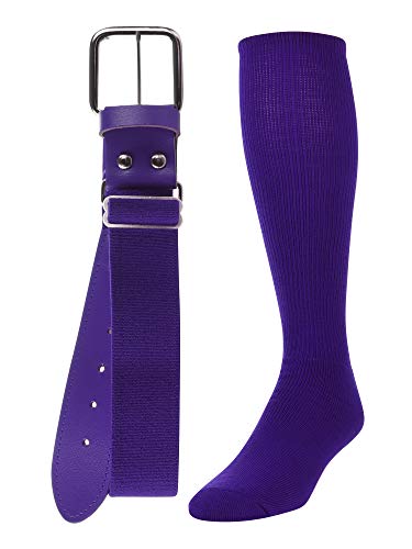 TCK Baseball/Softball Adult Belt & Socks Combo Set (Purple Medium)