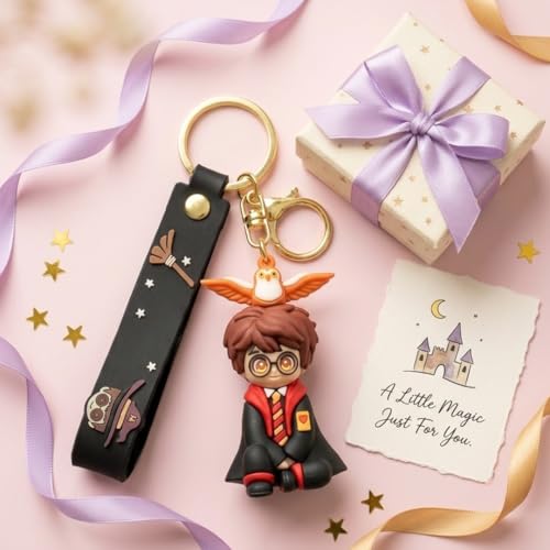 Image of Wanna Party Harry The Magician Keychain, Wizard Theme Keychains for Boys Girls, Return Gift Favors, Cute Backpack Key Chain Accessories Wristlet Chain Car Charms