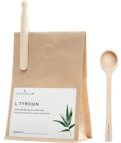 Naturkur® L-Tyrosin - 500 g im lebensmittelechtem Beutel mit Aromaschutzventil - Laborgeprüft, rein pflanzliche Fermentation, ohne Zusatzstoffe und sorgfältig hergestellt in Unterfranken
