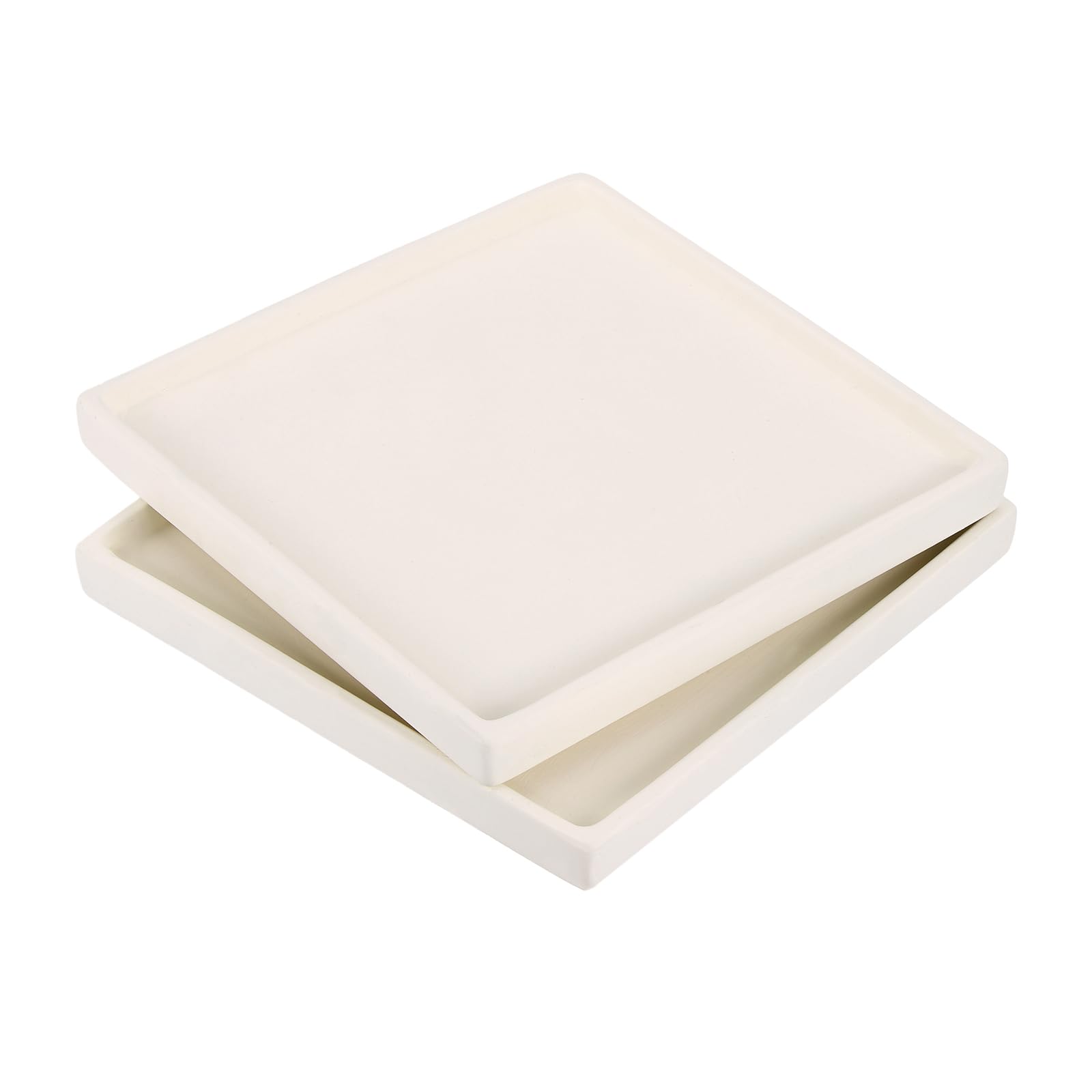 PATIKIL 8 Inch Plant Pot Saucers, 2 Pack Ceramic Square Plant Saucer Tray Flower Planter Drip Tray for Indoors Outdoors Patio Balcony, Beige