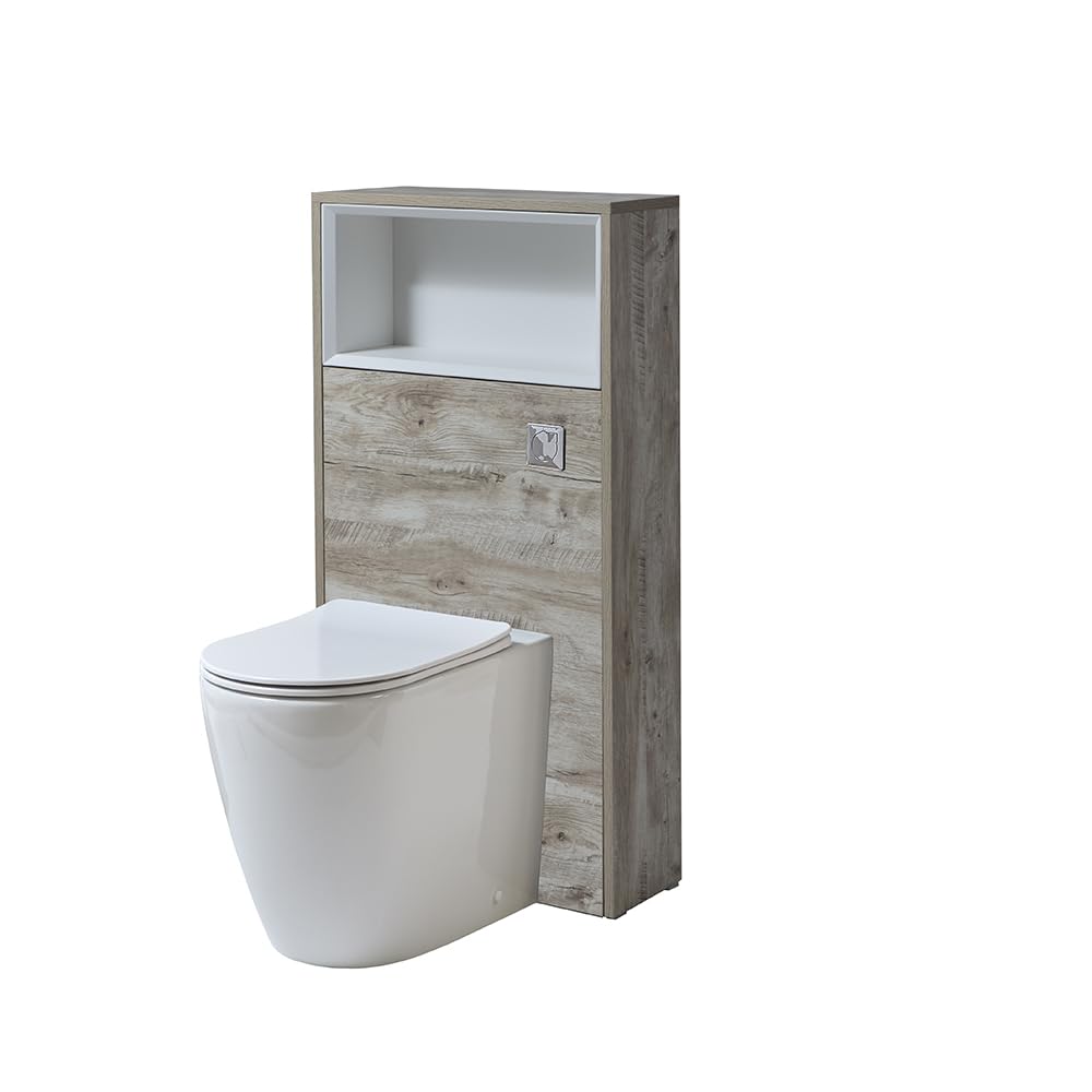 Milano Light Oak Unit / Chrome Flush Bexley 600Mm Light Oak Bathroom Wc Unit Shelf Back To Wall Toilet