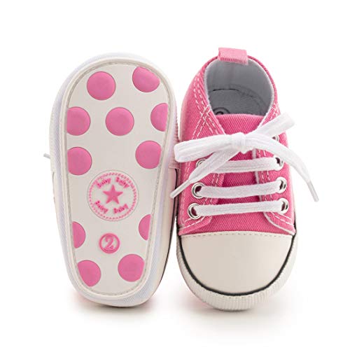 Image of KIDSUN Tutoo Unisex Baby Boys Girls High Top Sneaker Soft Anti-Slip Sole Newborn Infant First Walkers Canvas Denim Shoes