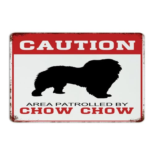 Panneau d'avertissement Chow Chow en métal pour éviter les intrusions et incidents