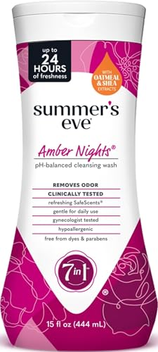 Image of Summer's Eve All-Over Daily Feminine Wash, Amber Nights, 15 Fl Oz | With Oat & Shea Extracts, Summers Eve Feminine Wash, pH-Balanced Body Wash for Women, Feminine Care to Remove Vaginal Odor