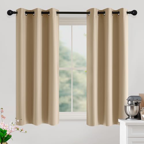 Image of NICETOWN Beige Room Darkening Curtains 54 Inches Long 2 Panels for Living Room, Bedroom, Nursery Summer Thermal Insulated Blackout Drapes Grommet Noise Reducing Window Curtains, W40