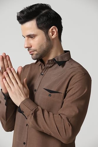 Image of TAGDO Men's Full Sleeve Shirt | Pocket Design and Spread Collar Shirt for Man (2054)