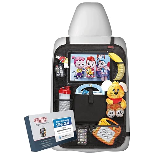 PROTEX© Rückenlehnenschutz Organizer [Testsieger 2025] 100 Tage risikofrei testen - Auto Rücksitz Organizer mit 12 Zoll Tablet Fach [schwarz]