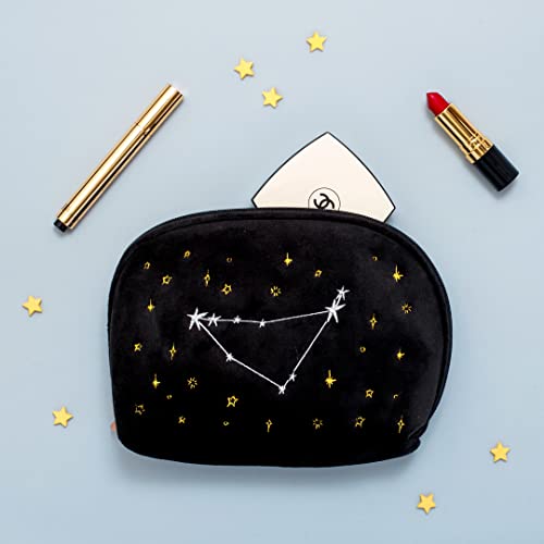 Horoscope Velvet Makeup Bag, Black/White, Medio, Capricorpio - Image 4