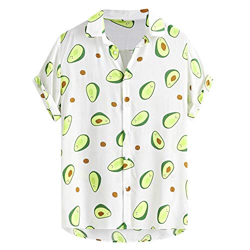 LUNULE VENMO Funky Camisa Hawaiana Señores Manga Corta Bolsillo Delantero Impresión de Hawaii Playa Camisas Hombre Verano Polos Manga Corta Hombre Camiseta Fruta Floral Estampado Tops (K, M)