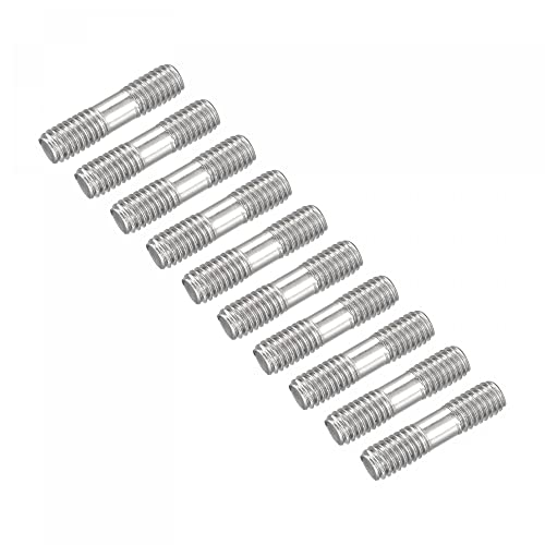sourcing map Double Ended Stud Screws (M6 Thread 25mm Length) 20pcs, 304 Stainless Steel Dual Threaded Rod Bolts - for House Maintenance
