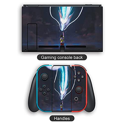 Spirited Away Naru-to Vinyl Skin for Nintendo Switch, Full Set Wrap Protector Stickers Cover Joint Protective Faceplate Console Joy-Con Dock
