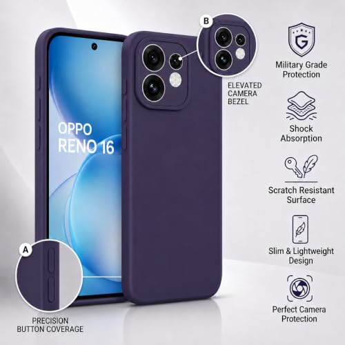 Image of FIRST MART Matte Silicone Back Cover for Oppo Reno 16 - Purple