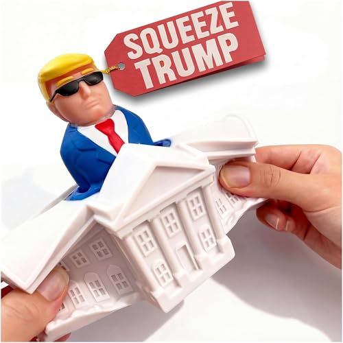 Donald Trump Pop-Up White House Squeeze Toy - Squeeze & Watch Him Rise | Funny Stress Relief Desk Toy for Office | Hilarious Political Gag Gift for...
