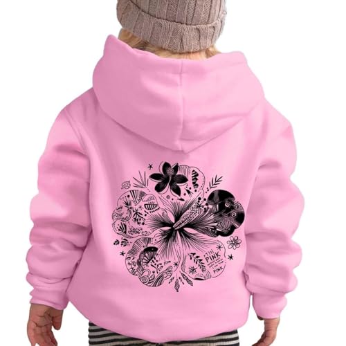 Hoodies For Teen Girls Trendy Trendy Fleece Casual Black Sweatshirt Kids Hooded Long Sleeve Floral Print Fall Zip Up Hoodies Boys Pink 7-8 Years First Day Of School Clothe For Girls