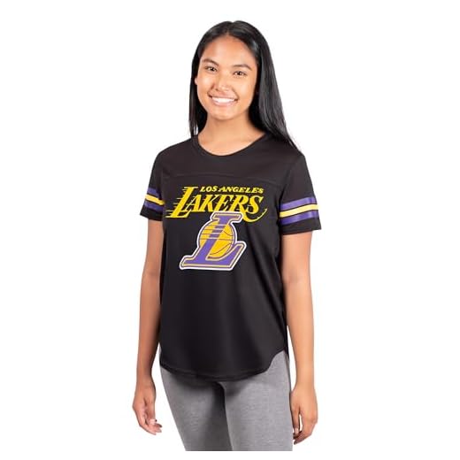 Ultra Game NBA Los Angeles Lakers Womens Soft Mesh Jersey Tee Shirt, Black, Medium