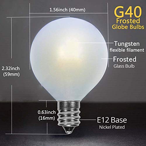 Sunsgne G40 Globe Replacement Bulbs With Frosted White, 1.5 Inch -5 Watt -Screw Base -Fits E12 And C7 Sockets, 25 Pack #TOP3
