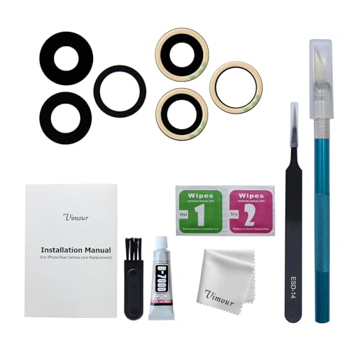 Reviews de Kits de instalación al mejor precio. 47 Vimour - Lente de cámara trasera de repuesto para iPhone 14 Pro y 14 Pro Max calcomanía preinstalado con manual de instalación y kits de herramientas de reparación