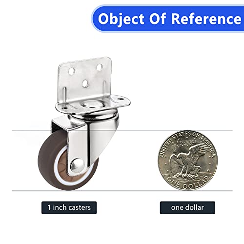 Miniatura 3 de Juego De 4 Ruedas Resistentes Con Freno, Montaje Lateral En Forma De L, Ruedas De Repuesto Para Cama De Bebé, Carritos, Armario De Cocina, Muebles, Mesa, Capacidad De Carga De 120 Libras 1 Pulgada En
