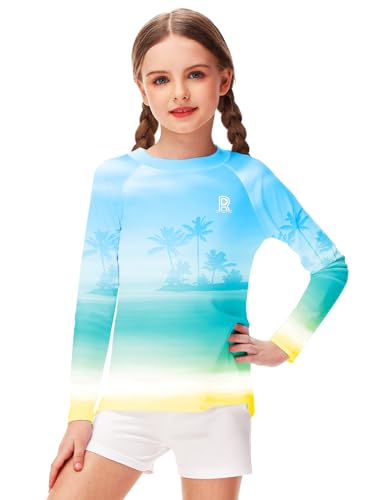 Remimi Unisex Kids Rash Gurad Long Sleeve SPF 50+ Sun Shirts with Thumb Hole 3-12 Years4