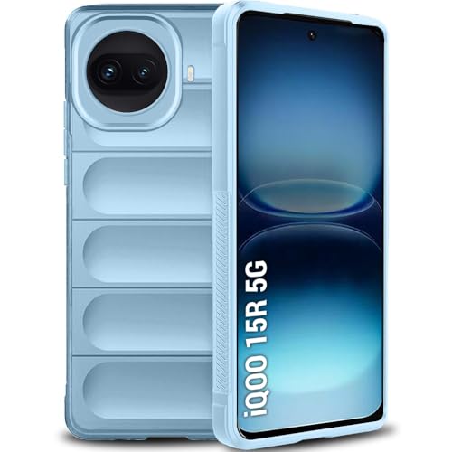 Image of TheGiftKart Liquid Silicon Back Cover Case for iQOO 15R 5G | Shockproof Military Grade Protection | Micro-Fibre Cloth On Inner Side | Built-in Anti-Slip Grip iQOO 15R Back Cover (TPU, Blue Silver)