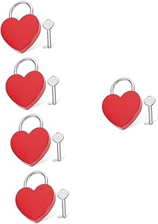 Abaodam 5pcs Heart Lock Antique Keys Antique Jewelry Box Pink Locker Small Backpack Locks Lovers Lock Love Lock for Bridge Padlocks with Keys Small Padlocks with Keys Metal Heart Lock Mini
