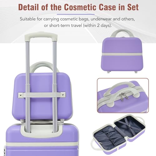 3 Piece Luggage Sets, Purple, One Size3