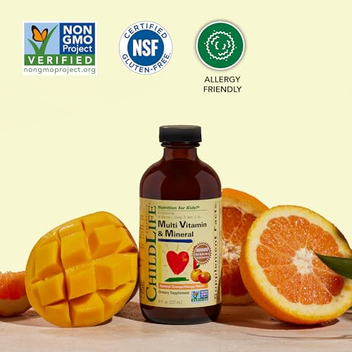 Image of CHILDLIFE ESSENTIALS Kids Multivitamin & Mineral, Mango, 8 Fl Oz (2 Pack) | Vitamins for Kids, Liquid Multivitamin Supplement, Toddler & Baby Wellness, Natural, & Mineral