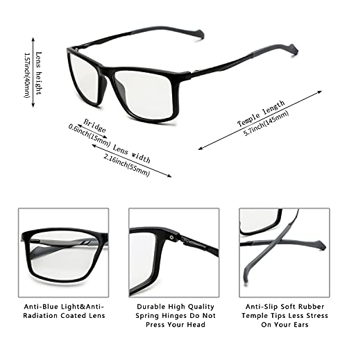 Image of ZERO D Computer Glasses for Eye Protection Square Zero Power Blue Ray Glasses for Men Unisex Blue Light Filter Glasses for Men Anti glare Blue Light Glasses for Women No Hard Box
