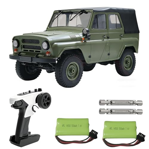 Image of YUCT WPL C94 RC Crawler 1 /12 Military RC Truck | 4WD 2.4Ghz Off-Road Vehicle with Two Batteries & Metal Drive Shaft (Green)
