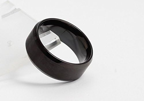 Miniatura 6 de FANSING Anillos de acero inoxidable negro de 8mm anillos de boda para hombres y mujeres