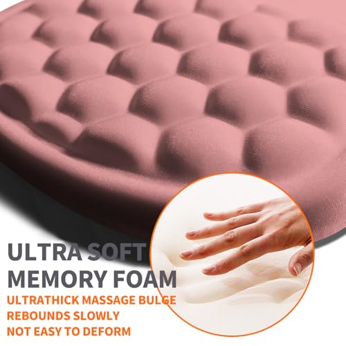 Image of Ergonomic Joint Wrist Support Mouse Pad with Memory Foam Cushion Massage Bump, Carpal Tunnel Pain Relief Mousepad Slope Design for Wrist Rest, 11.8x7.9 in, Pink
