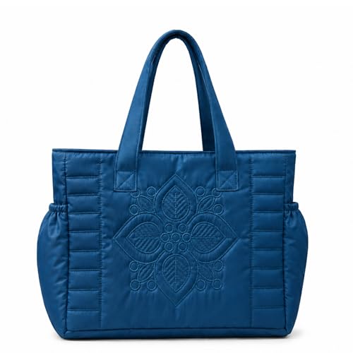 Image of LX LEKHX Tote Bag for Women | Lightweight Shoulder Handbag with 2 Main Zip Compartments & Multiple Pockets | Water Resistant Polyester Fabric | Office, Travel & Daily Use