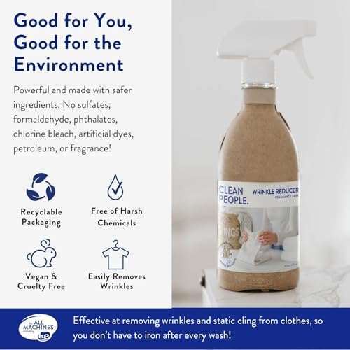 The Clean People Wrinkle Reducer Spray - Simple Ingredient Formula - Removes Wrinkles, Static, and Odors - Unscented - Fabric Safe - 16oz - Thumbnail 2