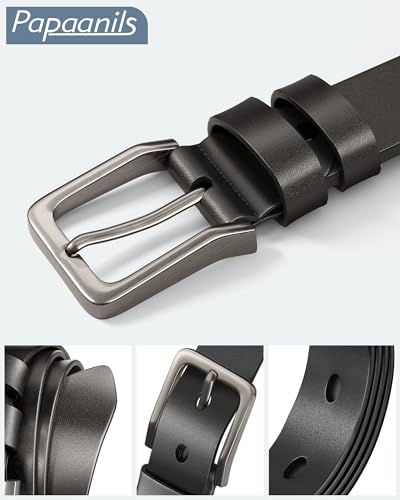 Image of Mens Dress Belt,Genuine Casual Leather Belts for Men 1.5 inch Width