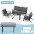 AECOJOY Aluminum Patio Furniture Set Metal Outdoor Furniture Aluminum Patio Set, Modern Patio Furniture Conversation Set Clearance High Back in Dark Grey for Lawn, Backyard