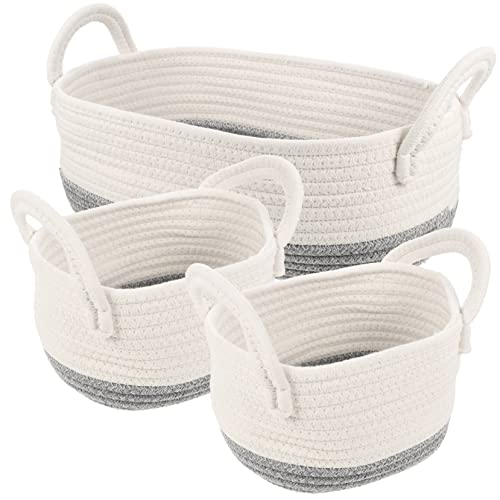 Cabilock 3pcs Dog Basket Pet Storage Basket Hamper Cotton Rope Storage Case Sundries Container Cotton Rope