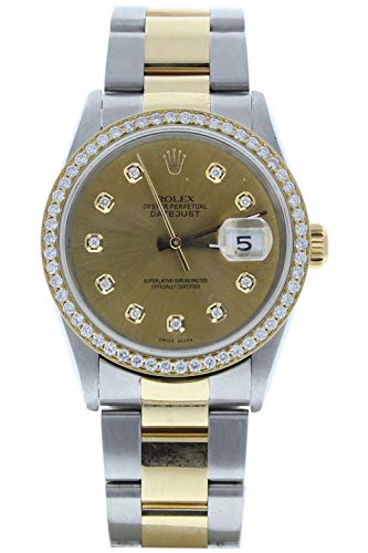 Rolex Men's Datejust Model 16233 Steel & 18k Gold Oyster Band Custom Champagne Diamond Dial & Diamond Bezel (Certified Preowned)