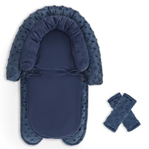 Infant Car Seat Insert, Baby Car Seat Head &amp; Body Support with 2 Straps Pads, Ultra Soft Newborn Preemie Carseat Insert Cushion for Girls Boys, Fits Car Seat, Stroller, Swing, Bouncer, Navy
