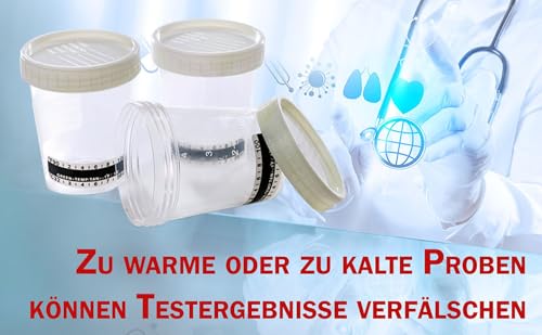 Steriler Urinbecher/Probenbecher Schraubverschluss 120 ml mit Temperaturanzeige 5 Stück